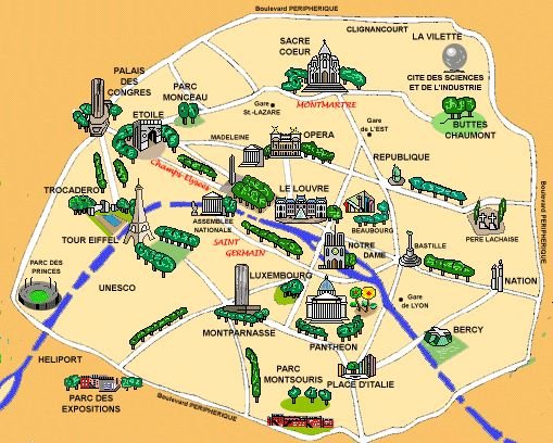 map of paris tourist attractions